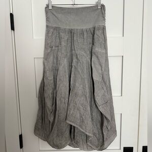 ONZ - Made in Italy - Boutique Boho Gray Linen Midi Skirt EUC (Worn Once)
